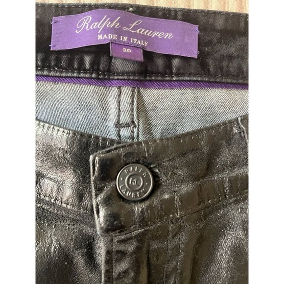Ralph Lauren Purple Label Women's Coated Slim Fit Jeans - Size 30 - BLACK - Picture 15 of 15